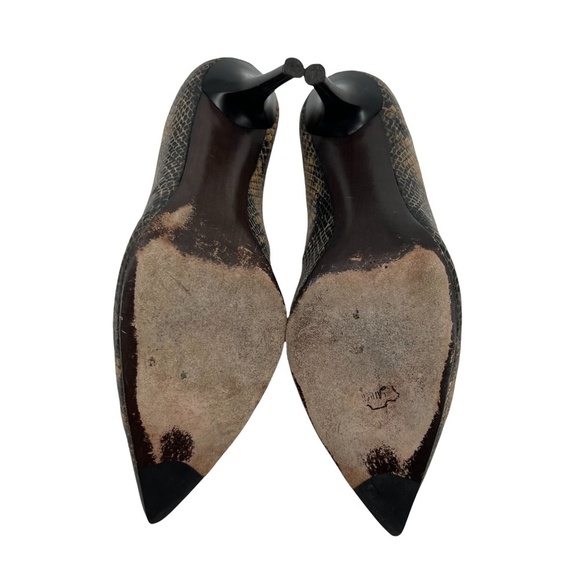Stuart Weitzman Brown Pointed Toe Snakeskin Heels Size 8 1/2 Women’s - Picture 8 of 9